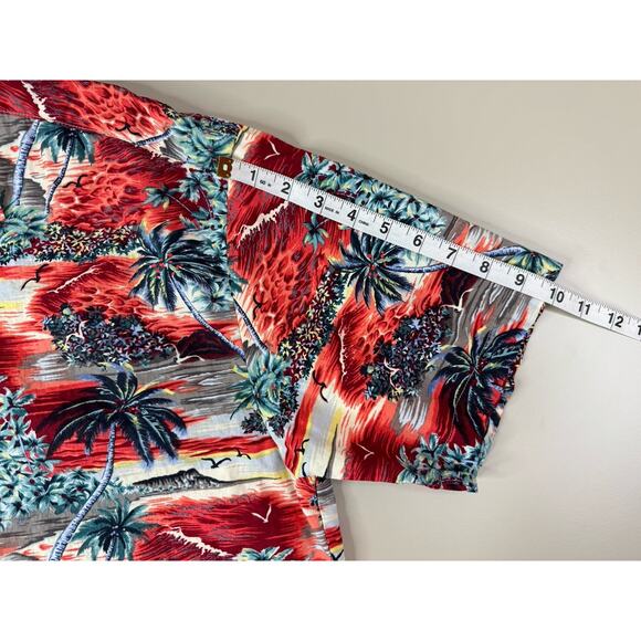Birdwell Beach Britches Hawaiian Shirt Mens L Red Aloha Sunset California - Picture 7 of 9